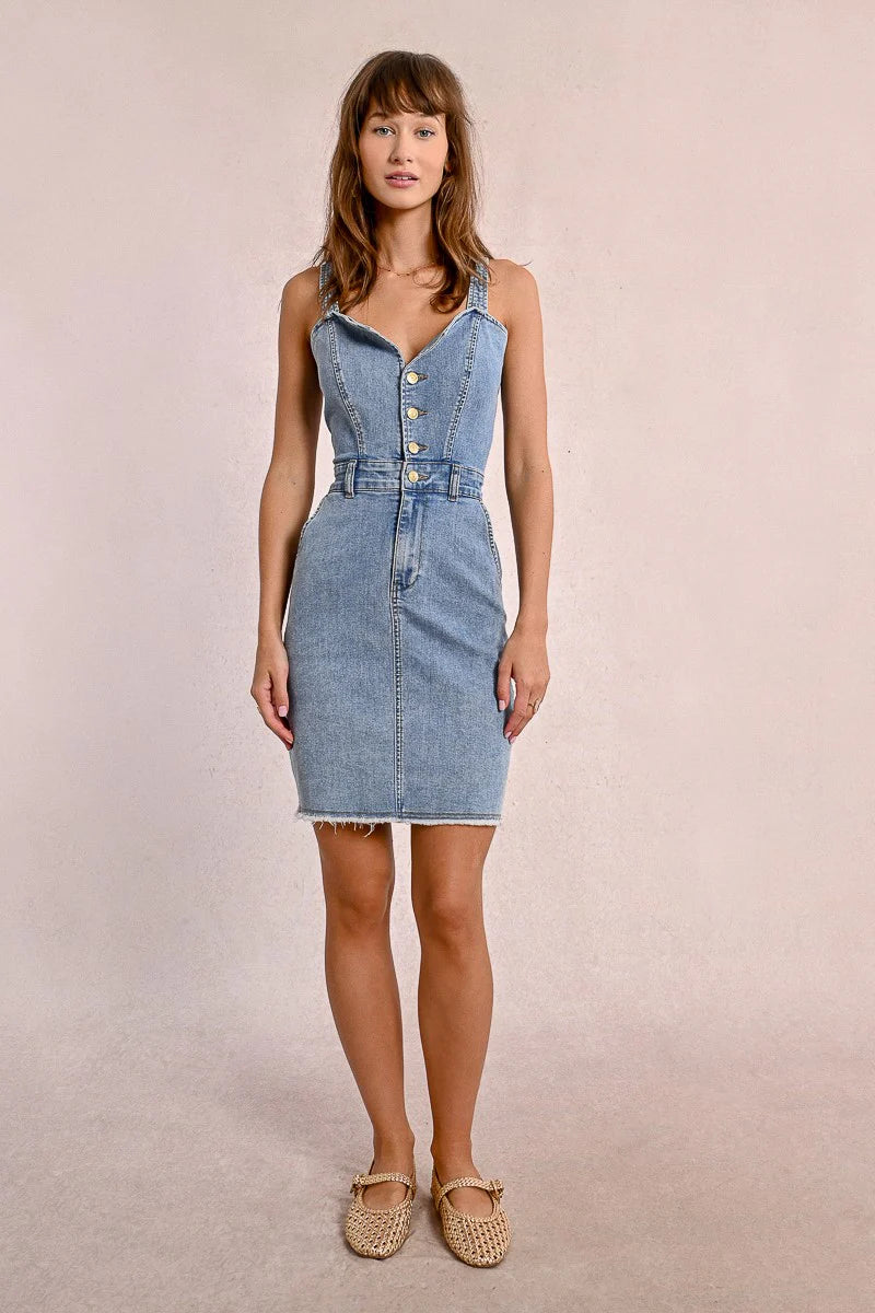 CRYSTAL DENIM DRESS