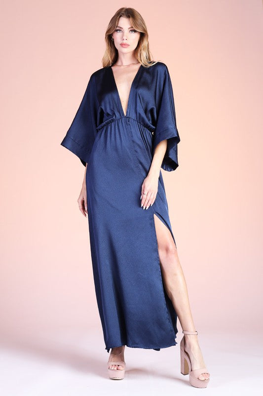 MARINA HAMMERED SATIN DRESS