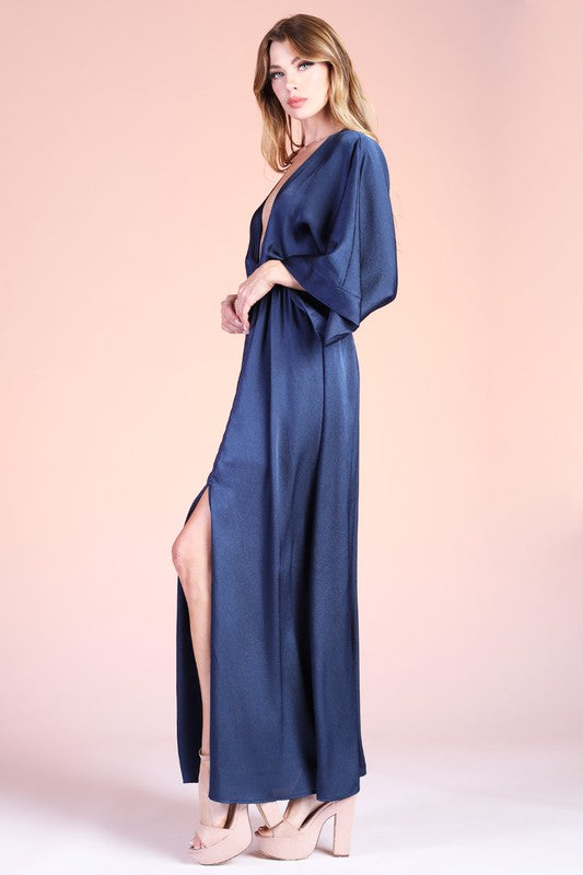 MARINA HAMMERED SATIN DRESS