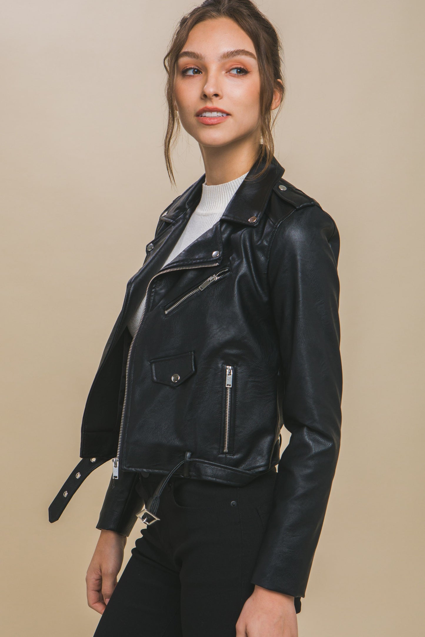 ALYSSA VEGAN LEATHER JACKET