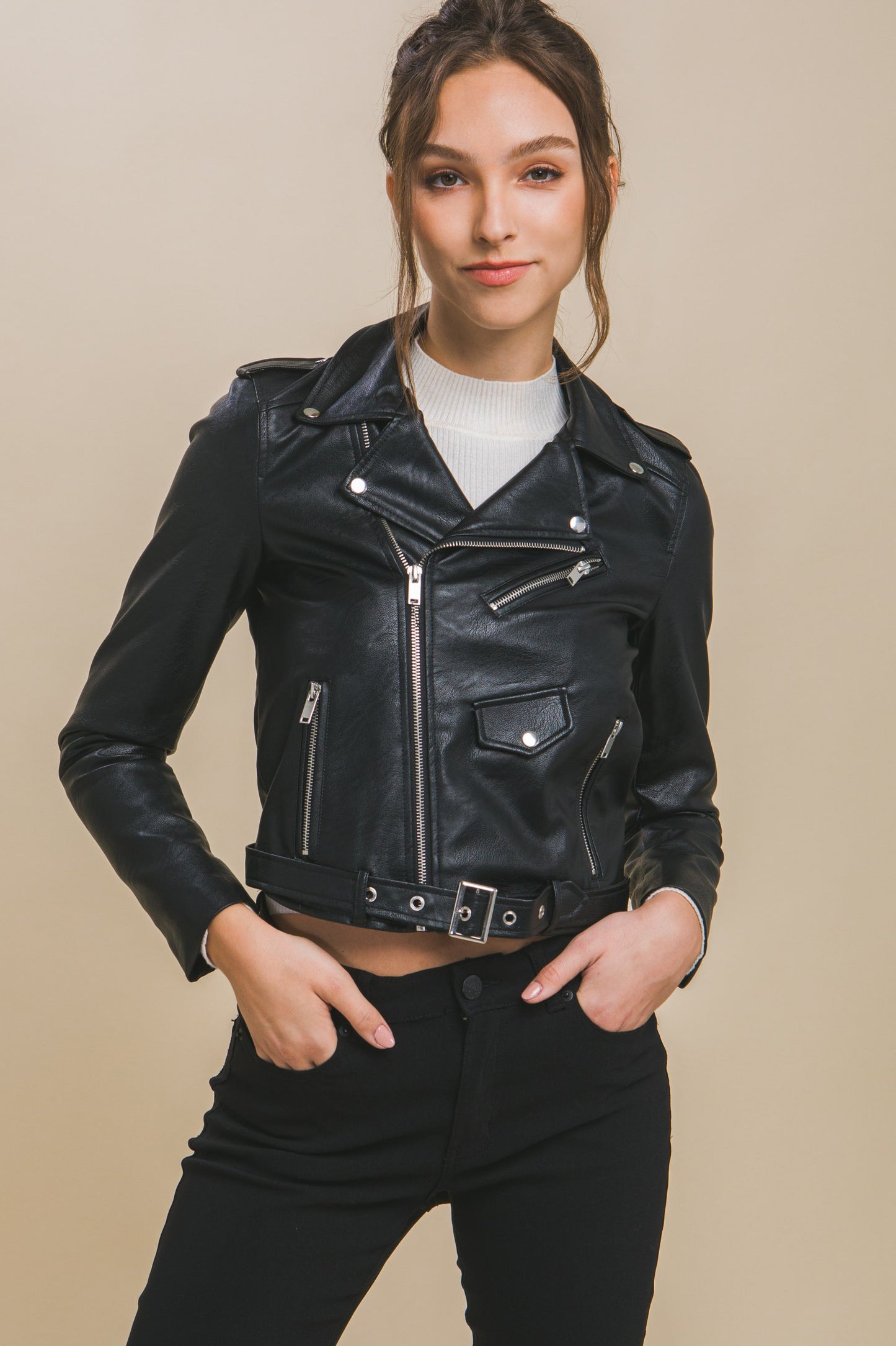 ALYSSA VEGAN LEATHER JACKET