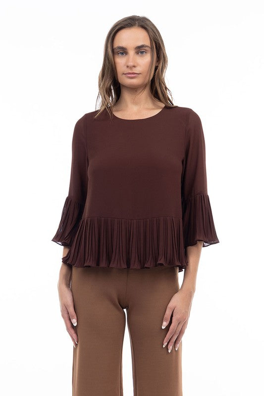 CRYSTAL PLEATED BLOUSE
