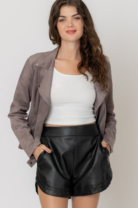 MAILA FAUX SUEDE MOTO JACKET