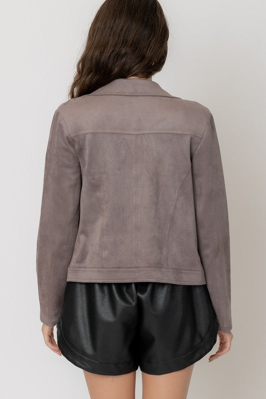 MAILA FAUX SUEDE MOTO JACKET