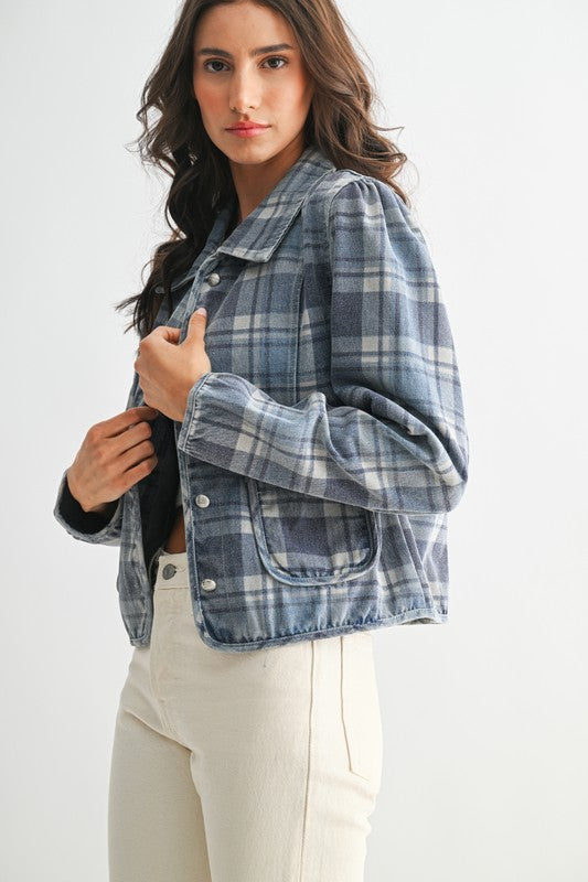NELLI PLAID DENIM JACKET
