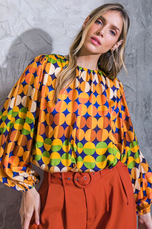 RINA GEO PRINT BLOUSE