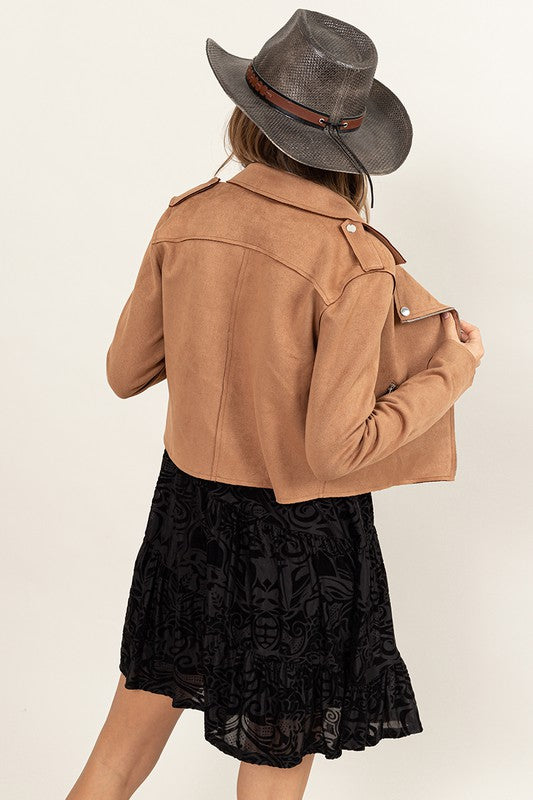 AMAYA FAUX SUEDE MOTO JACKET
