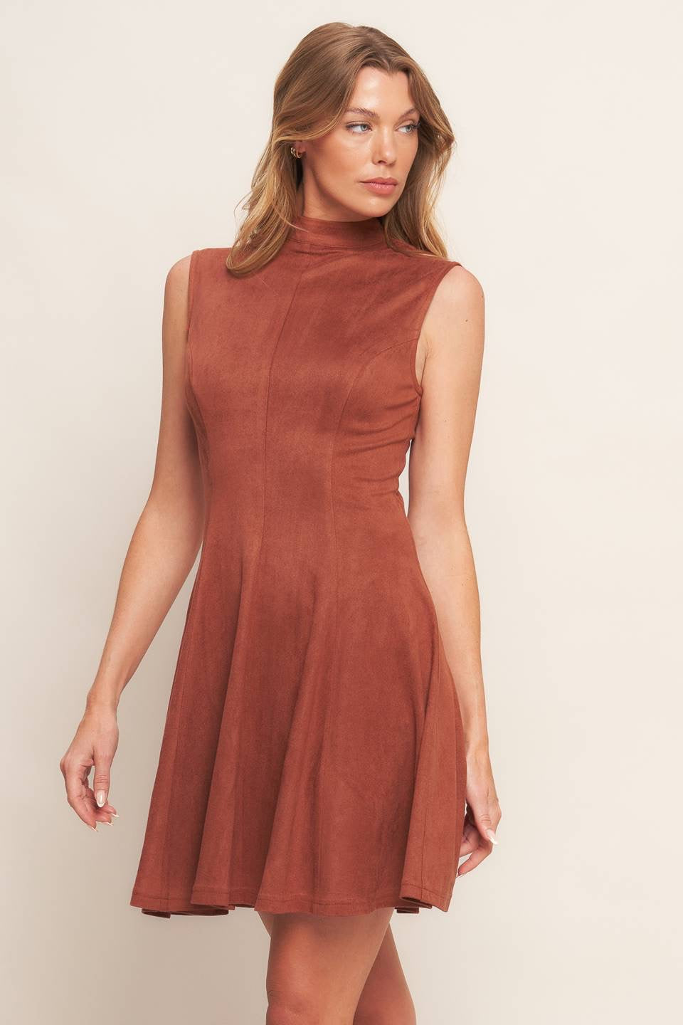PRISCILLA FAUX SUEDE DRESS