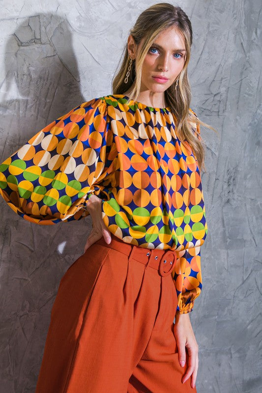 RINA GEO PRINT BLOUSE