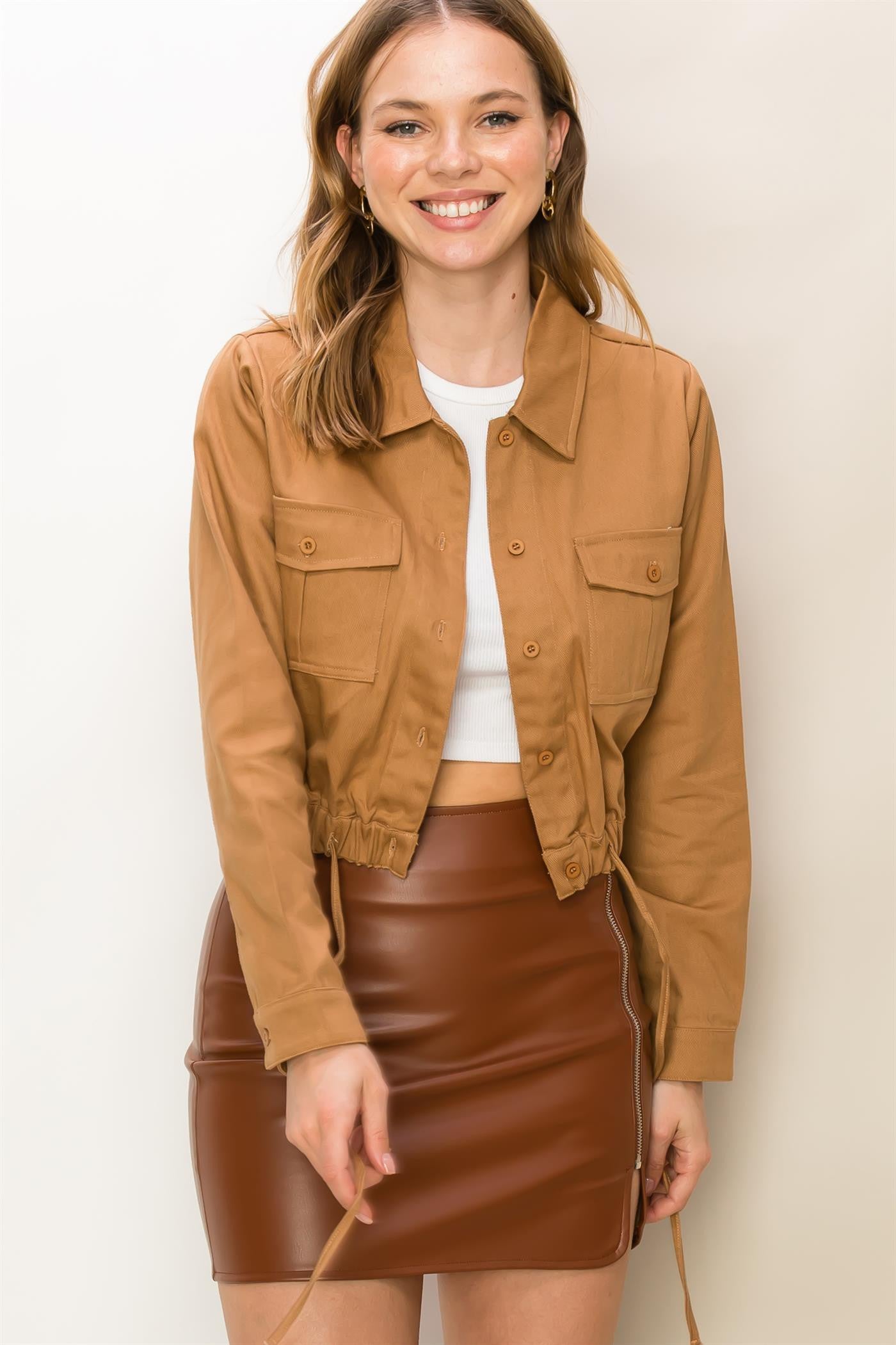 HAYLEN WOVEN CROPPED JACKET