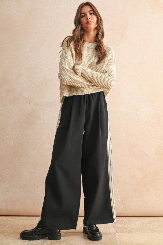 RILEY STRIPED SIDE PANEL PANTS