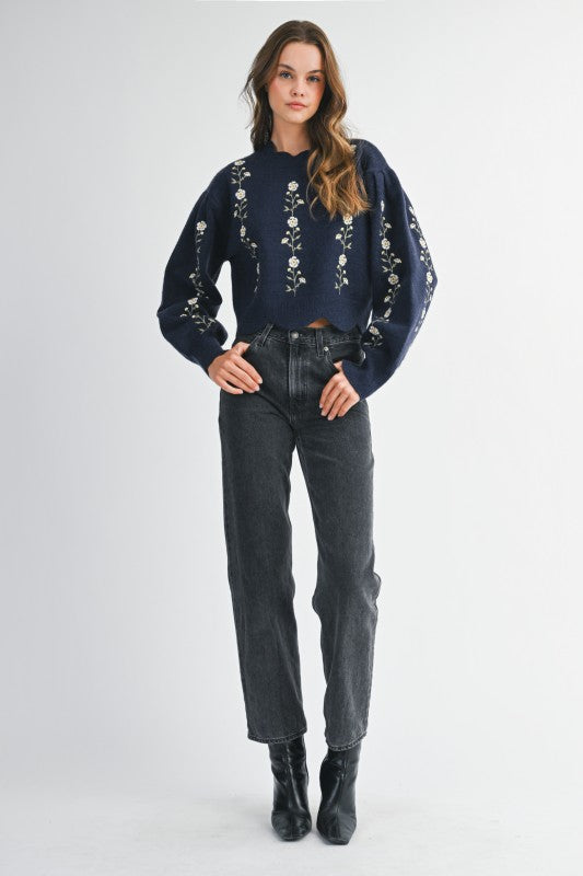 VALERIE FLORAL EMBROIDERED SWEATER