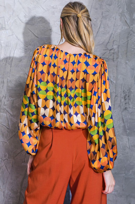 RINA GEO PRINT BLOUSE