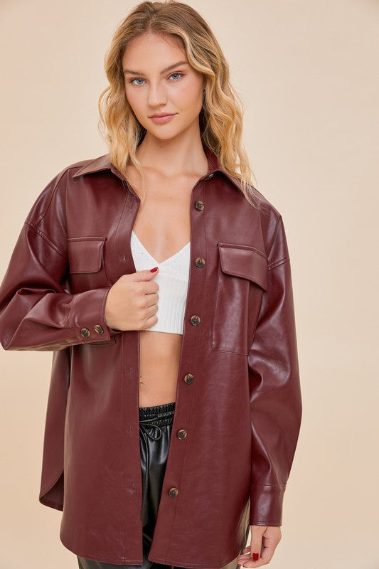 ALISHA VEGAN LEATHER SHACKET