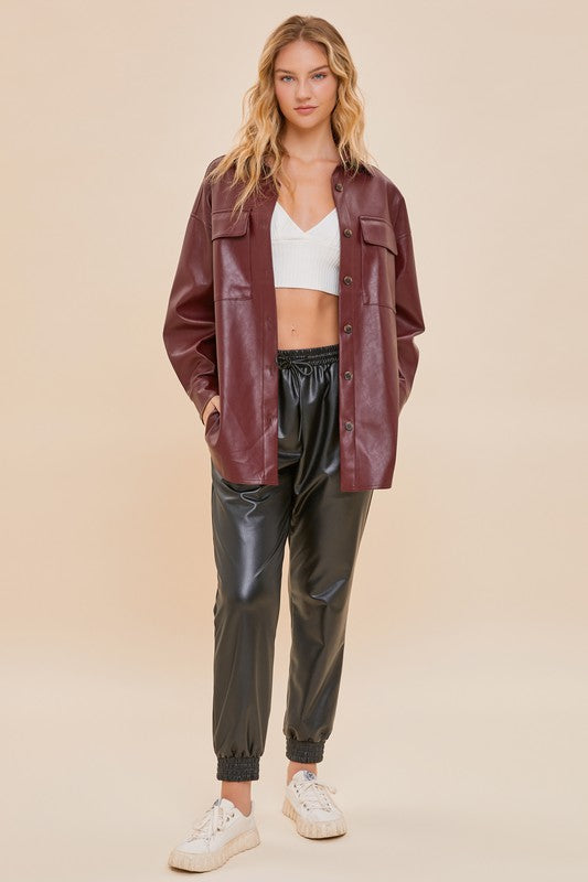 ALISHA VEGAN LEATHER SHACKET