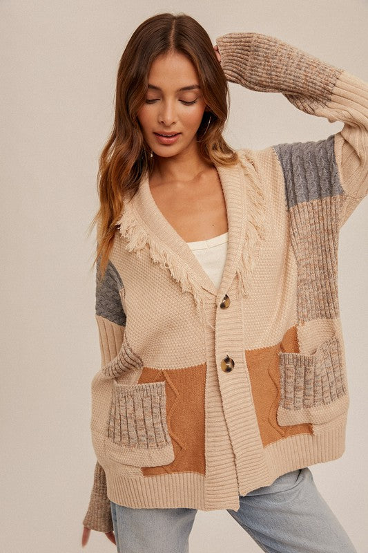 EMMA COLOR BLOCK CARDIGAN