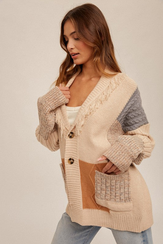 EMMA COLOR BLOCK CARDIGAN