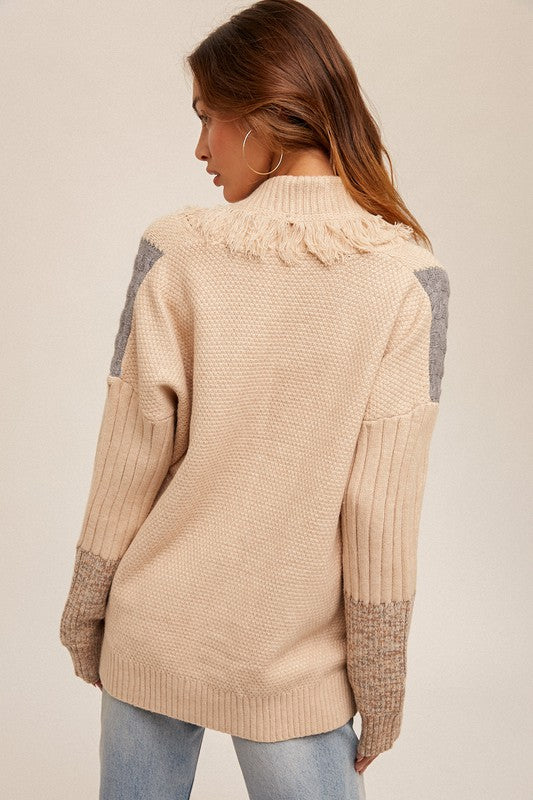 EMMA COLOR BLOCK CARDIGAN