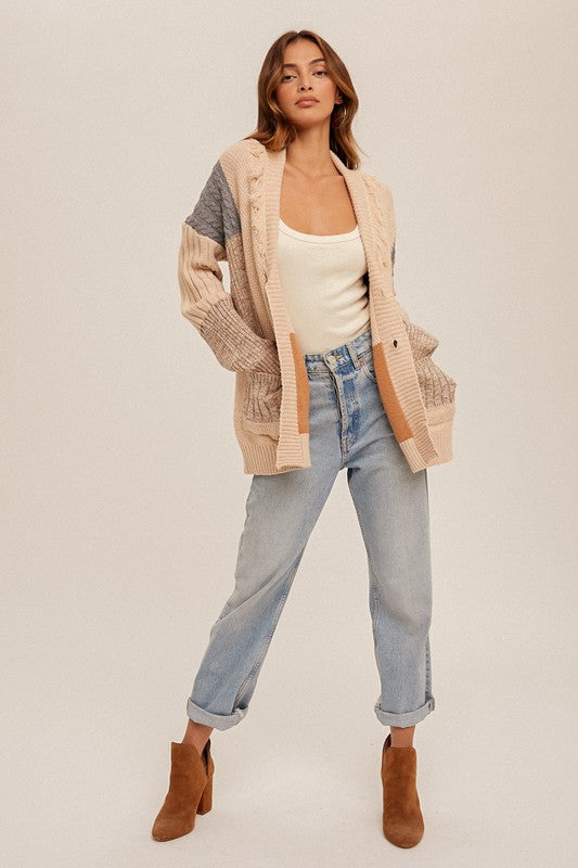 EMMA COLOR BLOCK CARDIGAN