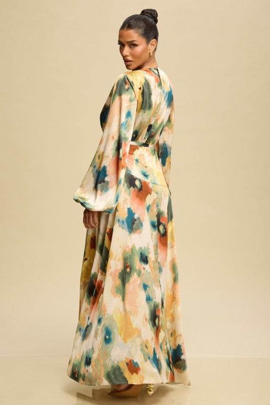 PENELOPE ABSTRACT PRINTED DRESS