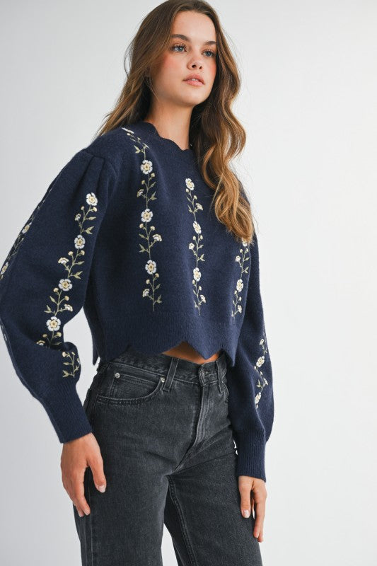 VALERIE FLORAL EMBROIDERED SWEATER