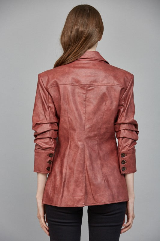 ISABELLA VEGAN LEATHER BLAZER