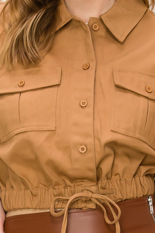 HAYLEN WOVEN CROPPED JACKET