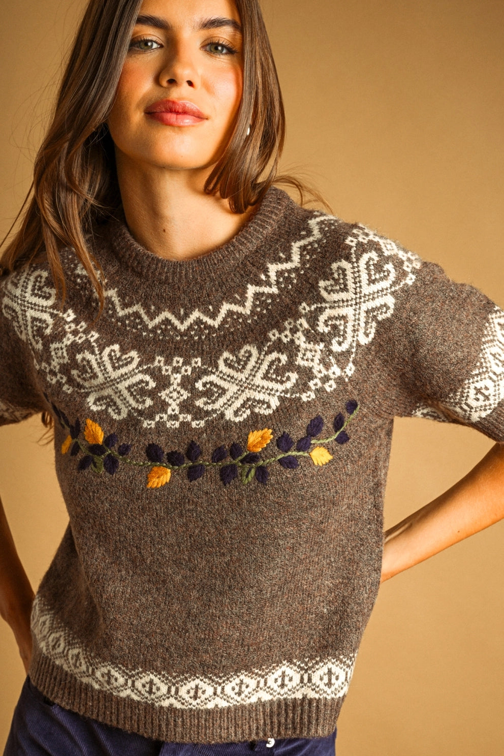 QUINN EMBROIDERED SWEATER TOP