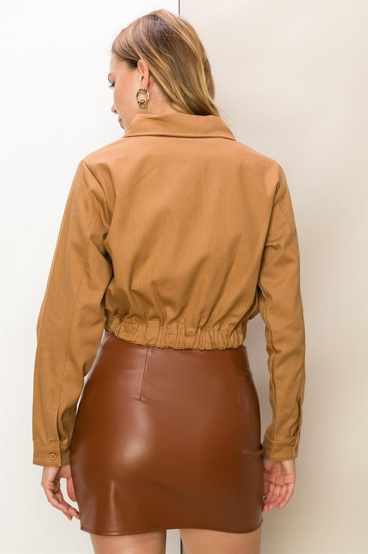 HAYLEN WOVEN CROPPED JACKET