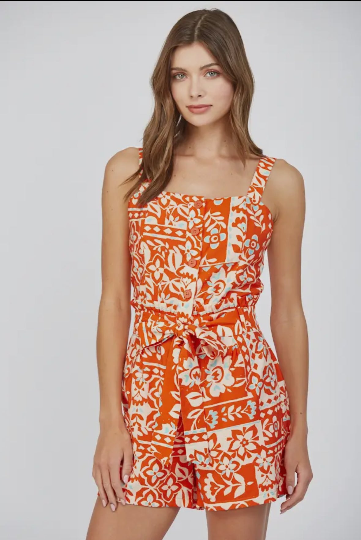 Front Button Placket Square
Neck Romper FR42020