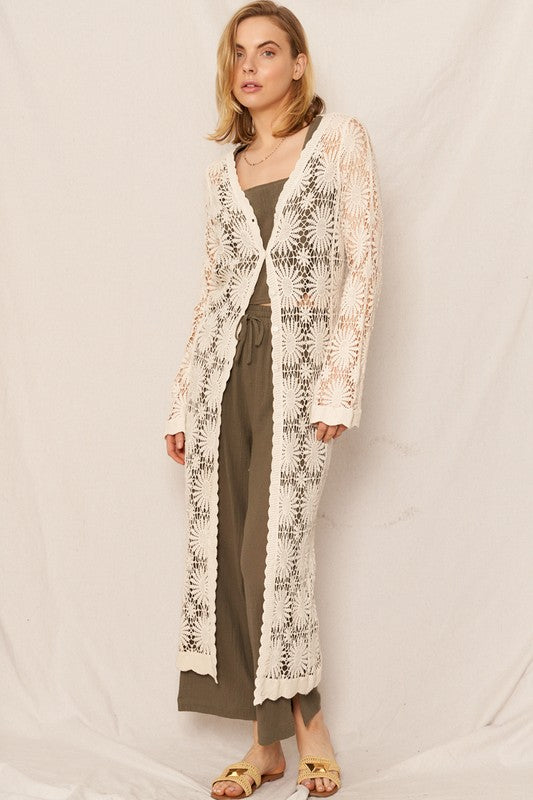 MELISSA CROCHET LONG CARDIGAN