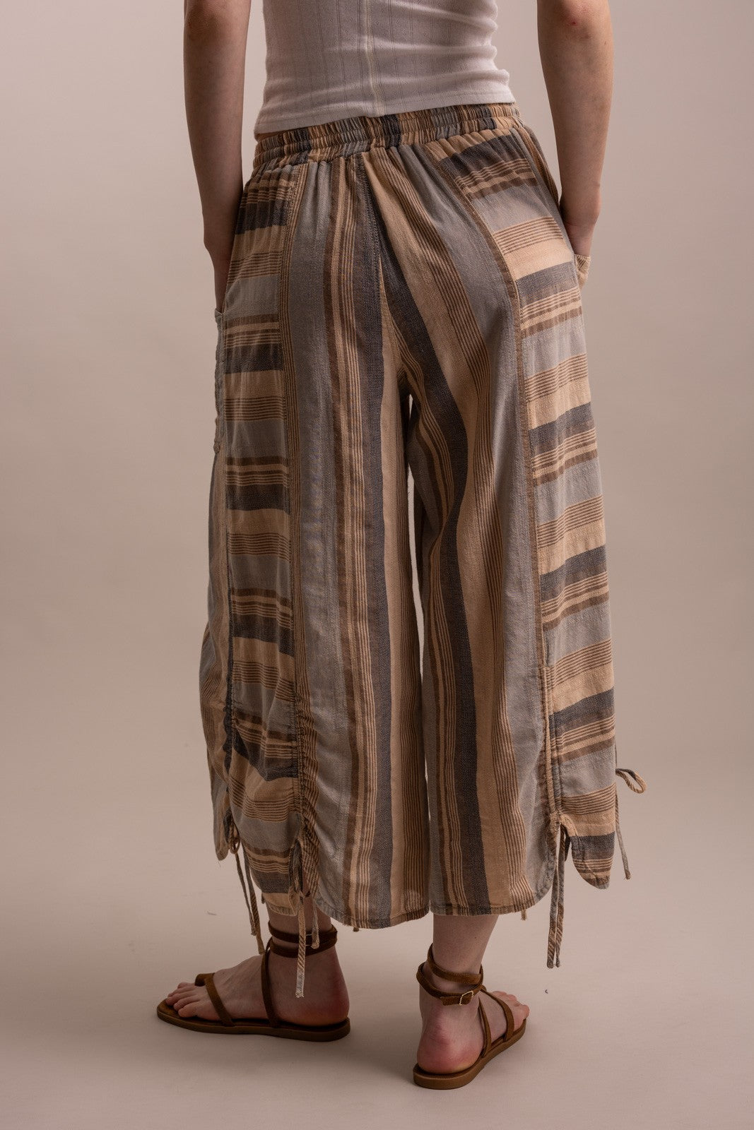 JULIE STRIPE RUCHED PANTS