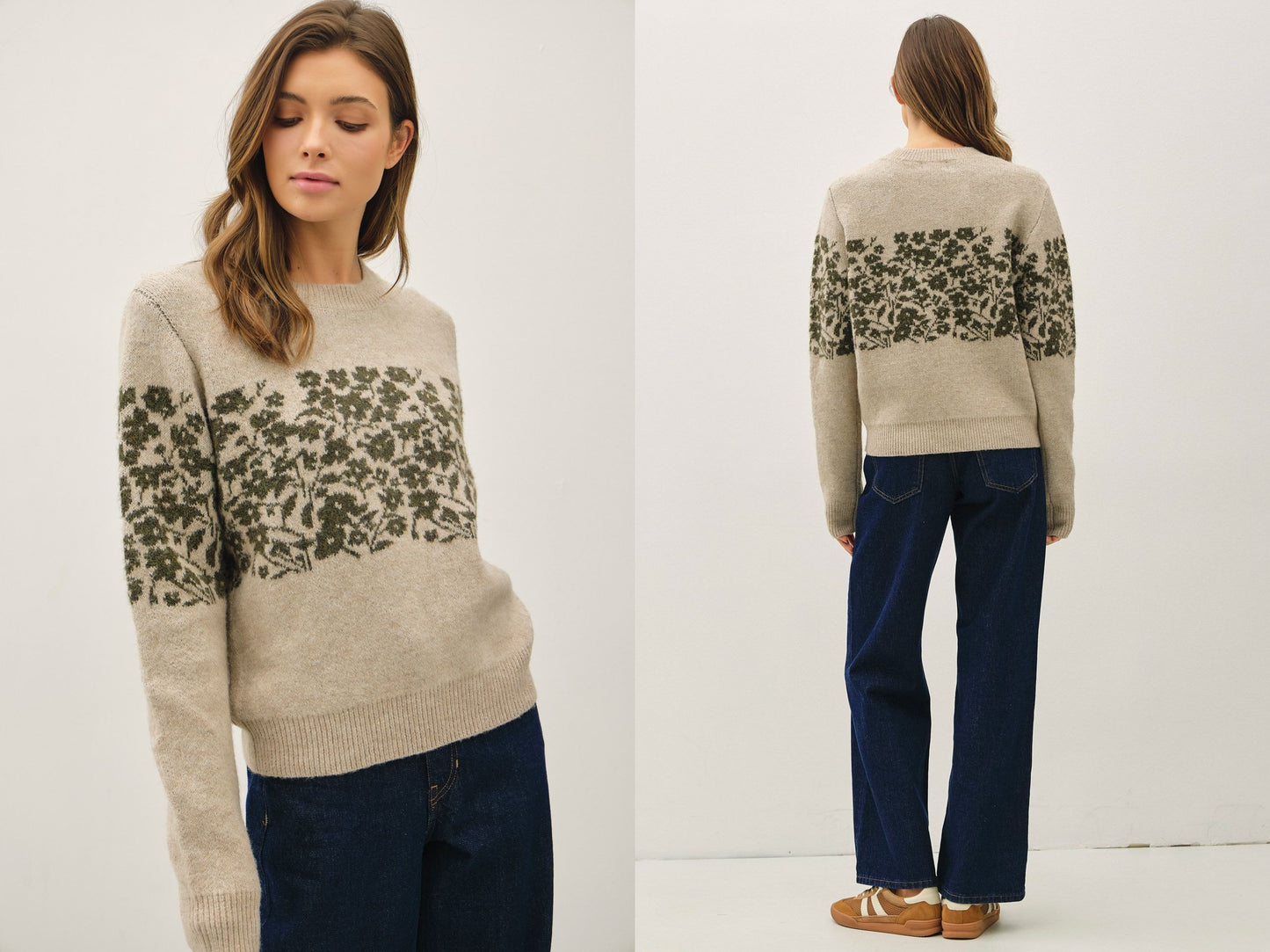 CYNTHIA FLORAL ACCENT SWEATER