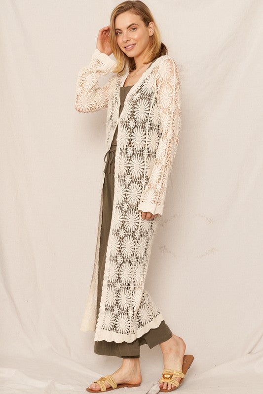 MELISSA CROCHET LONG CARDIGAN