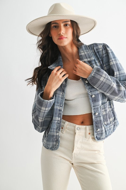 NELLI PLAID DENIM JACKET