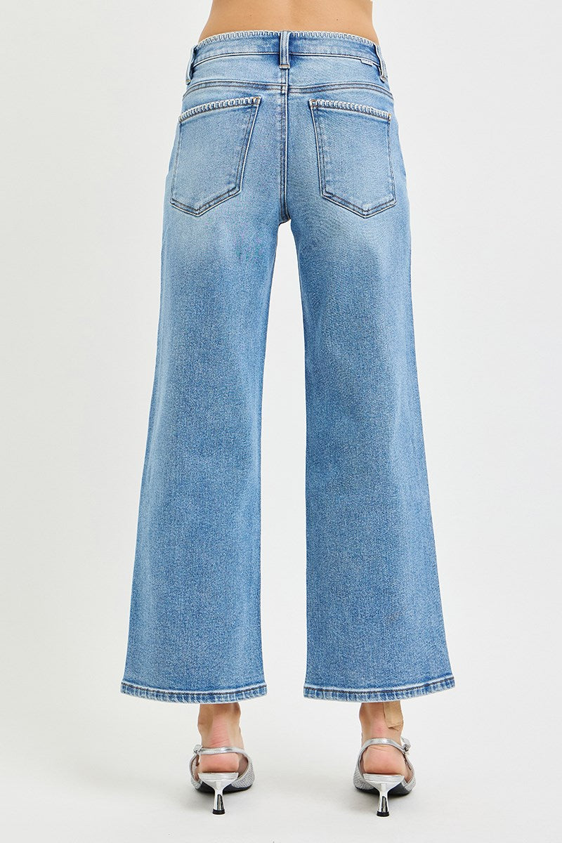 KAYLANI WHIPSTITCH WIDE LEG DENIM