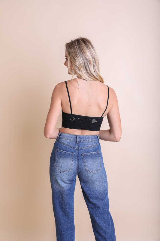 OPEN WORK TEXTURED BRALETTE