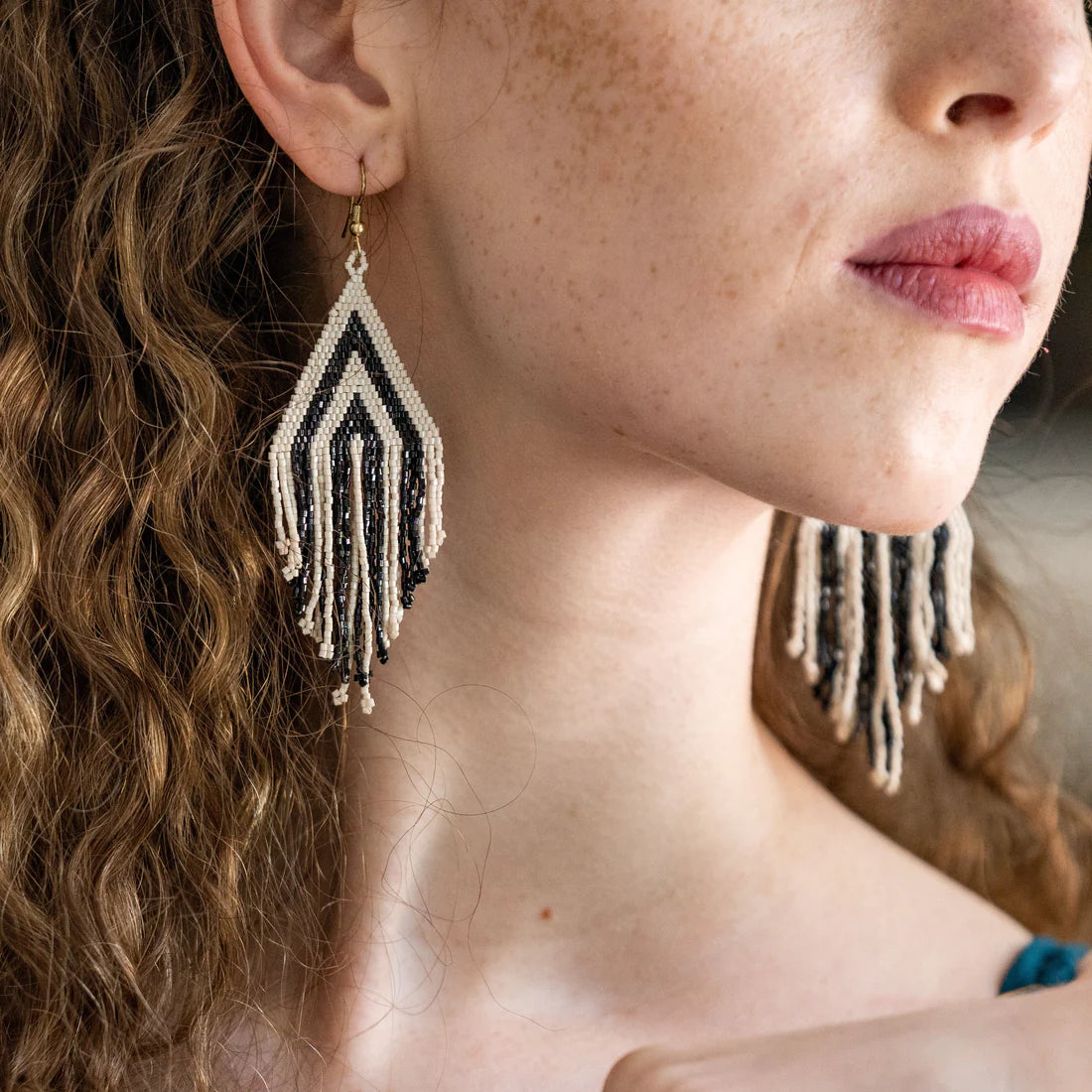 HALEY STACKED TRIANGLE BEADED EARRINGS