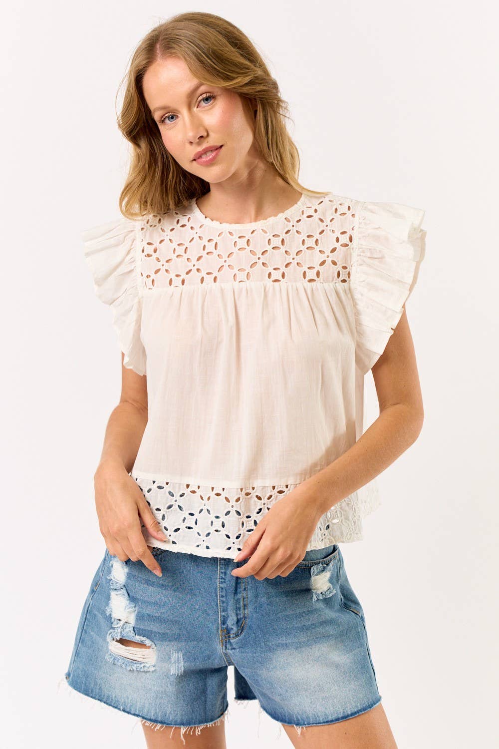 DEIDRA EYELET TOP