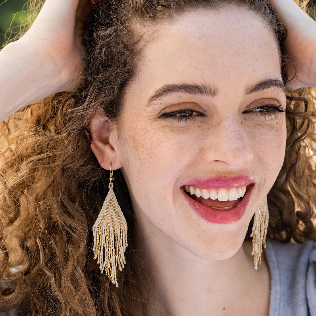 HALEY STACKED TRIANGLE BEADED EARRINGS