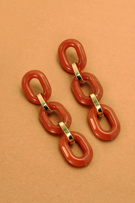 ENAMEL BRICK CHAIN EARRINGS