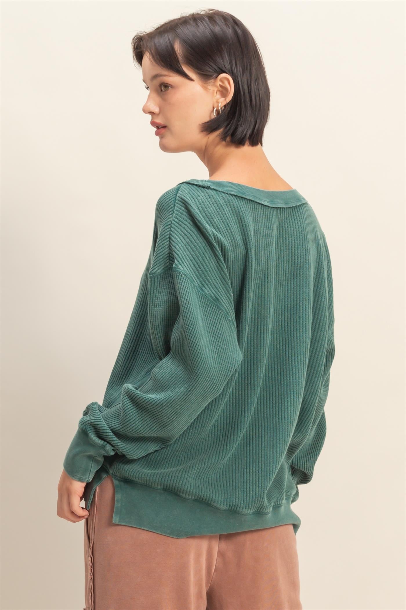 SUNNY RIBBED LONG SLEEVE TOP