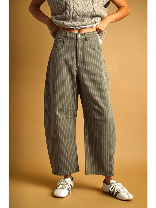 TRACIE STRIPE BARREL JEANS