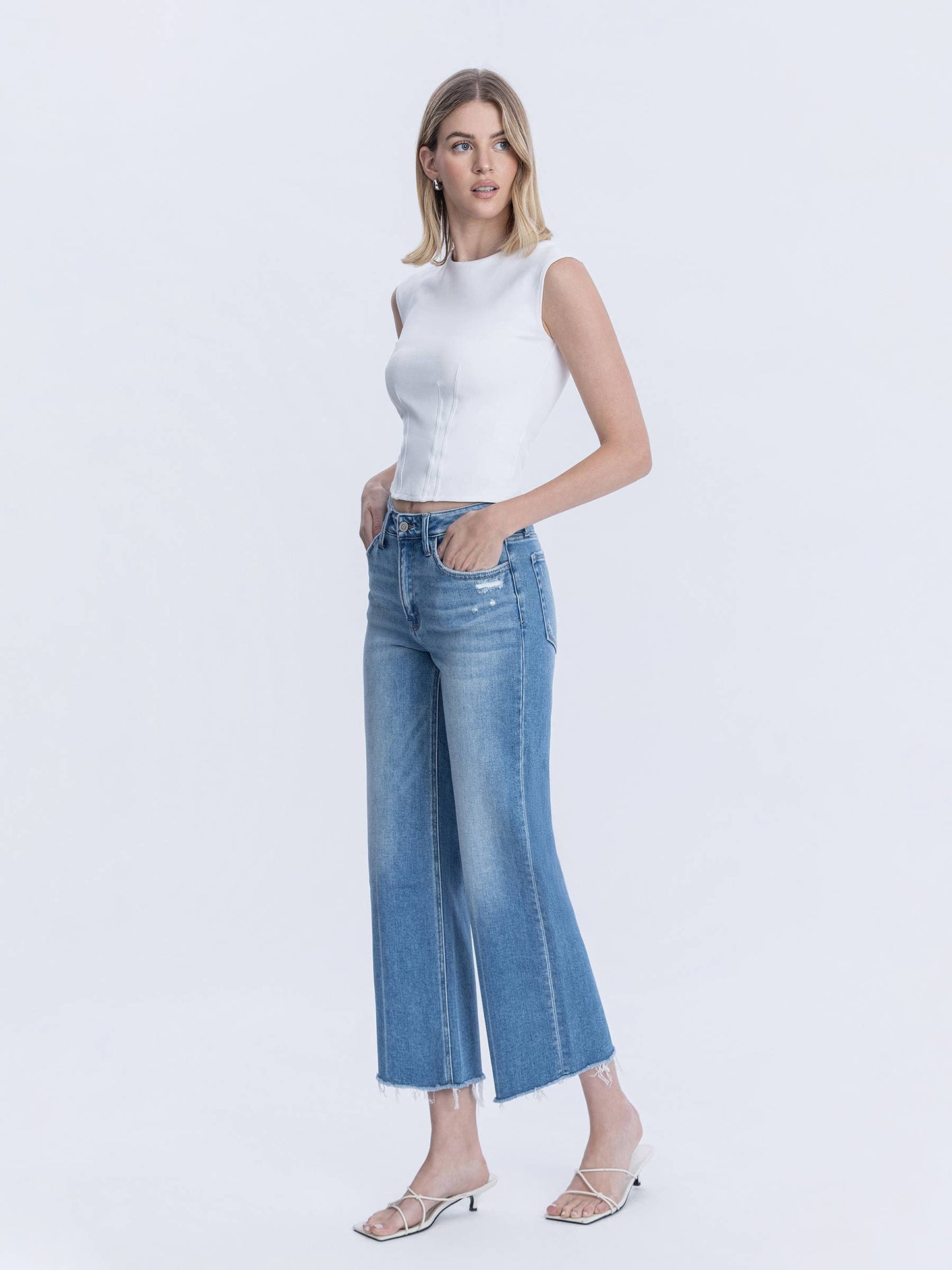 JANELLE WIDE LEG CROP DENIM