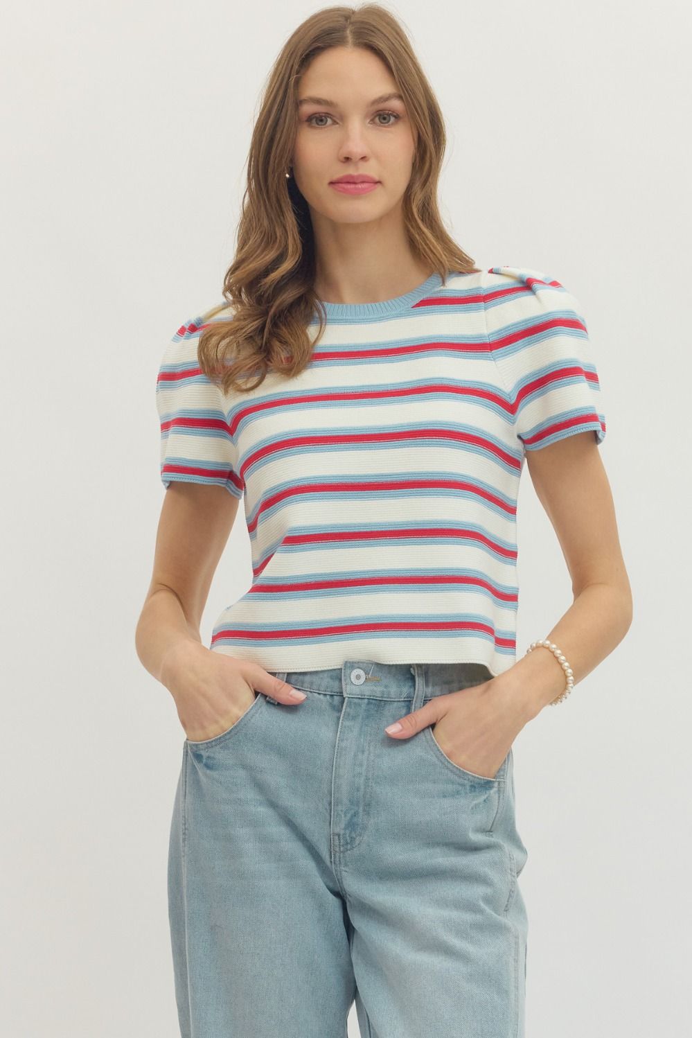 AUDREY STRIPED SWEATER TOP
