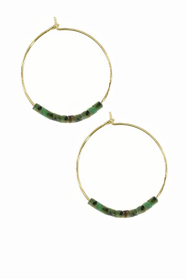 Turquoise Heishi Hoops