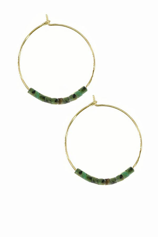 Turquoise Heishi Hoops