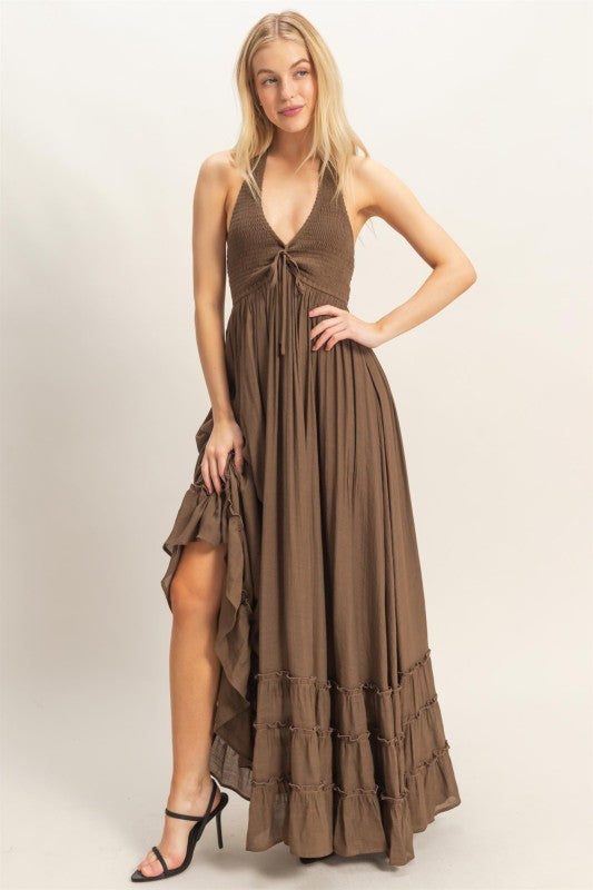 CRYSTAL HALTER DRESS