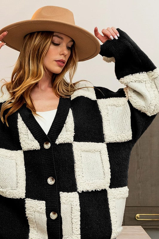 BRIDGET CHECKERED CARDIGAN