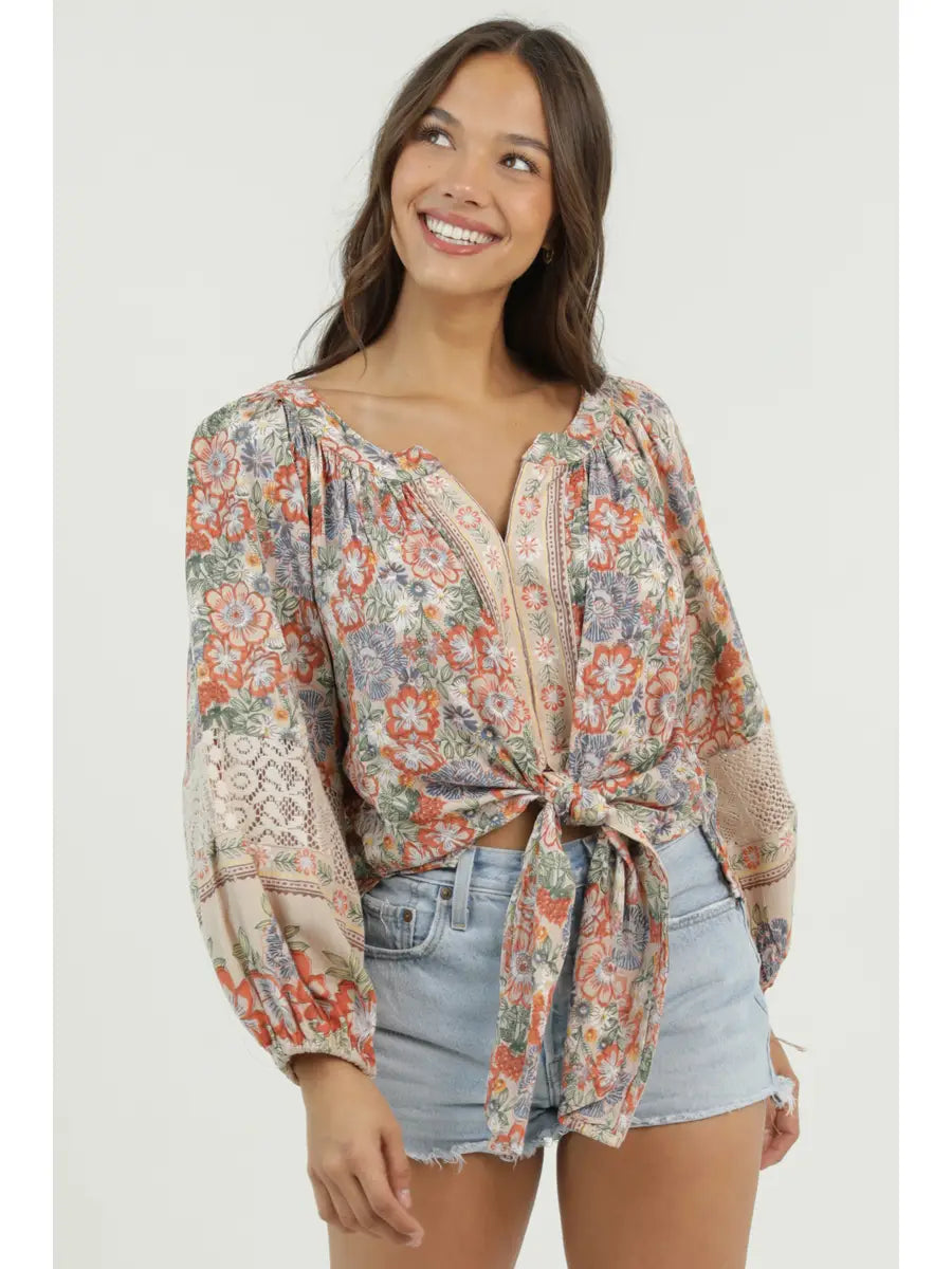 OPAL TIE FRONT CROCHET TOP
